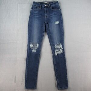 Levi 721 High Rise Skinny Distressed Blue Jeans 18882-0166 W26 L32